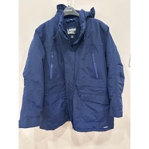 Lands' End Women's Jacket 2X 20W 22W Navy Hooded Parka Coat NWOT Plus Size